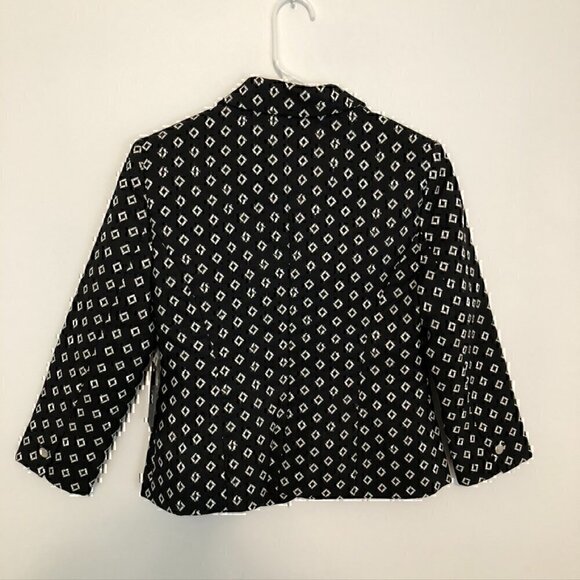 NEW NWT VINCE CAMUTO Desert Horizons Blazer Black White Geo Printed 3/4 Sleeve 2 - Picture 9 of 11